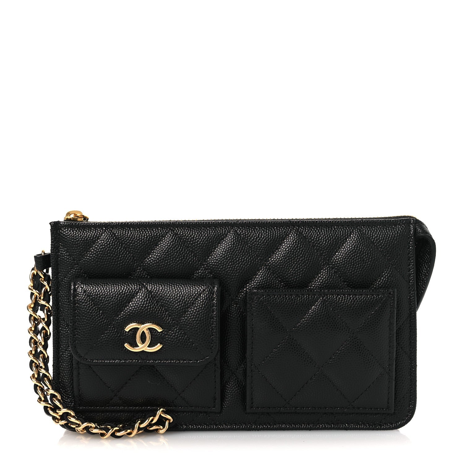 Caviar Quilted Polly Pocket Pouch Black