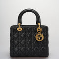Christian Dior Black Medium Lambskin Leather with Gold Hardware from 2017