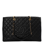 Chanel Large Grand Shopping Tote Black GST Bag in Caviar Leather with Gold Hardware