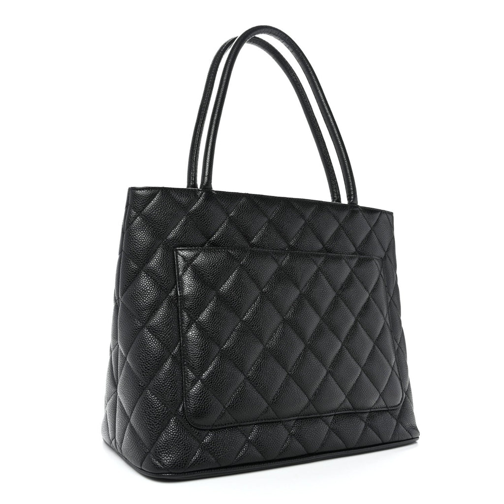 Caviar Quilted Medallion Tote Black