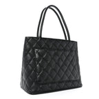 Caviar Quilted Medallion Tote Black
