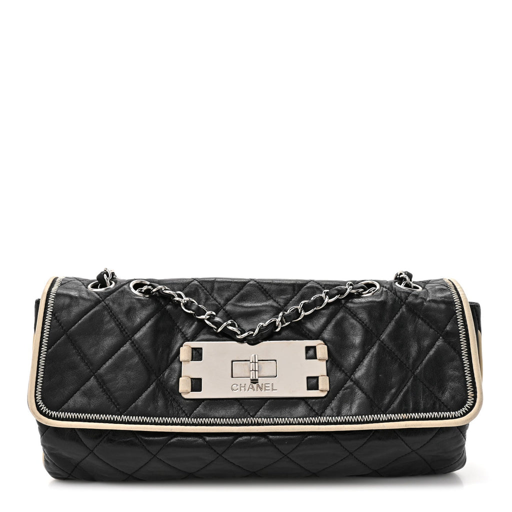 Lambskin East West Mademoiselle Flap Black