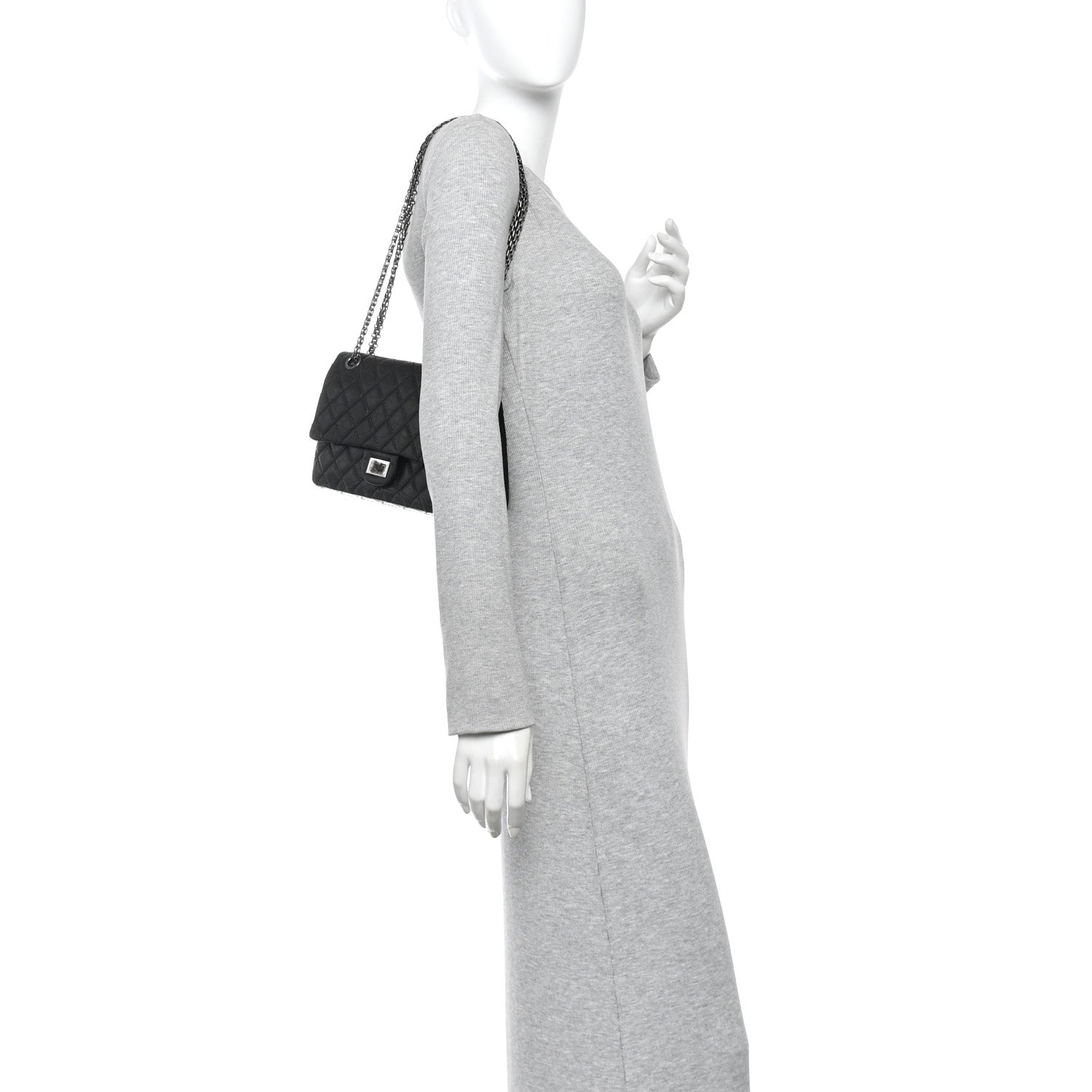 Aged Calfskin Quilted 2.55 Reissue 225 Flap Black