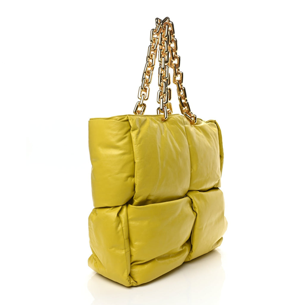 Calfskin Maxi Intrecciato Puffy Chain Tote Bag Yellow