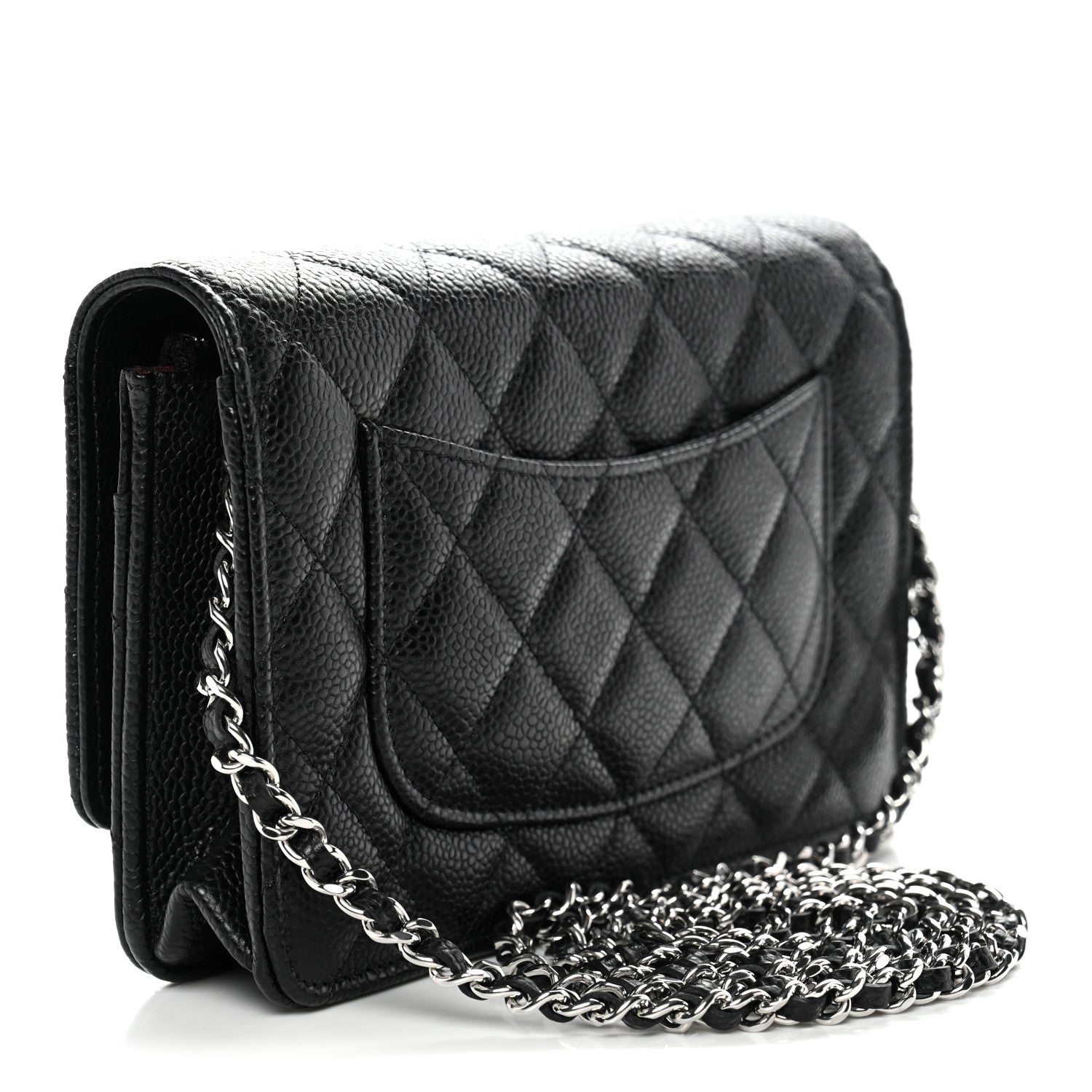 Caviar Quilted Wallet on Chain WOC Black