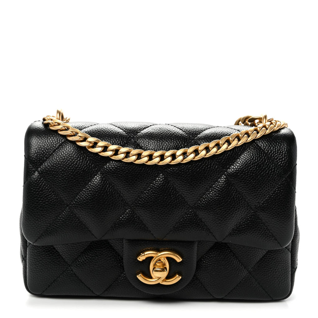 Caviar Quilted Mini Sweetheart Rectangular Flap Black