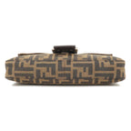 FENDI Mamma Baguette Zucca Canvas Leather Shoulder Bag Brown 26424