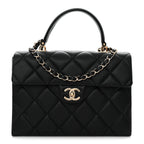 Caviar Quilted Medium Retro Twist Top Handle Flap Black
