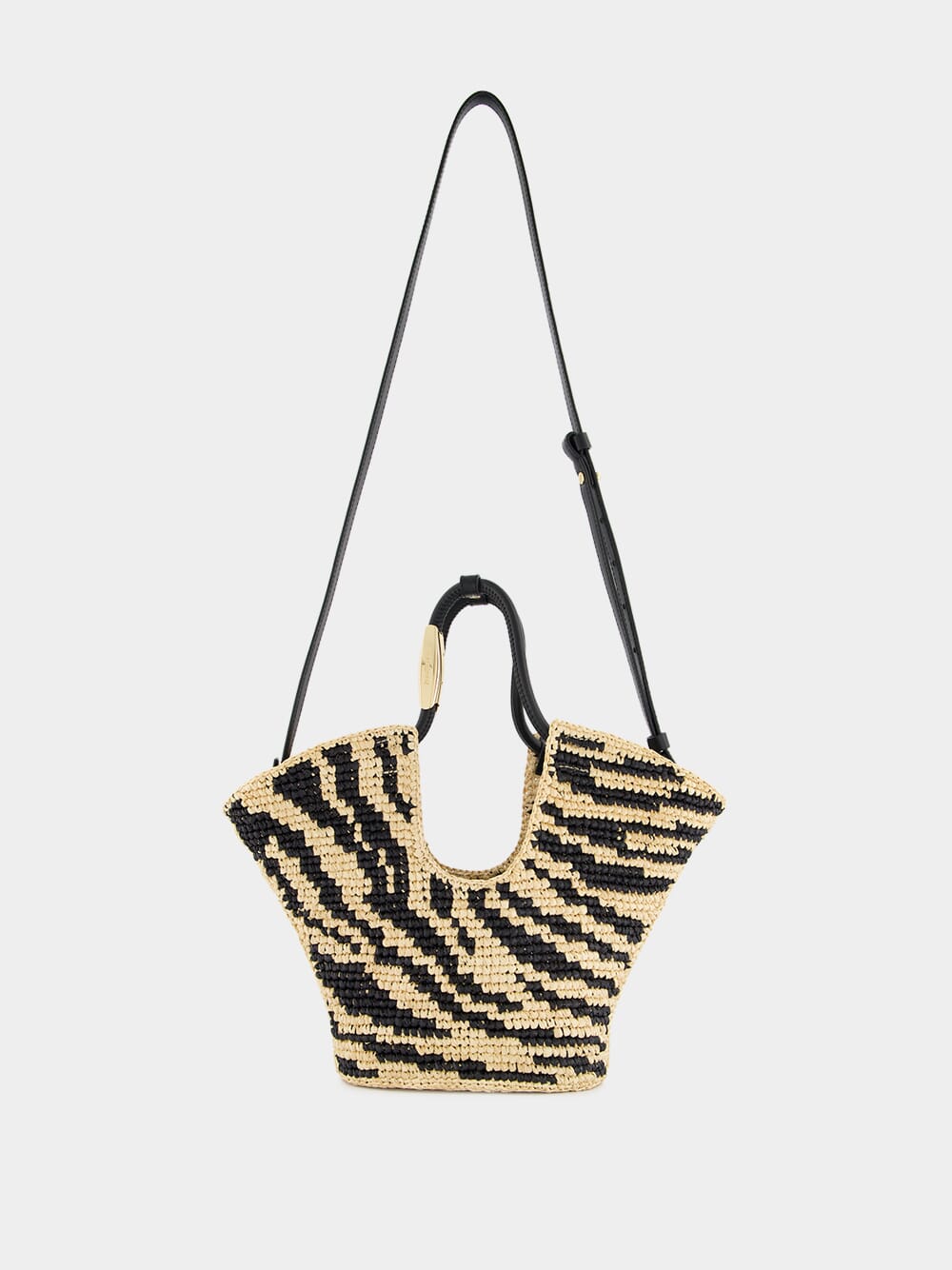 Goldentime Black Zebra Raffia Small Tote