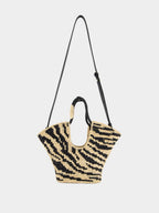 Goldentime Black Zebra Raffia Small Tote