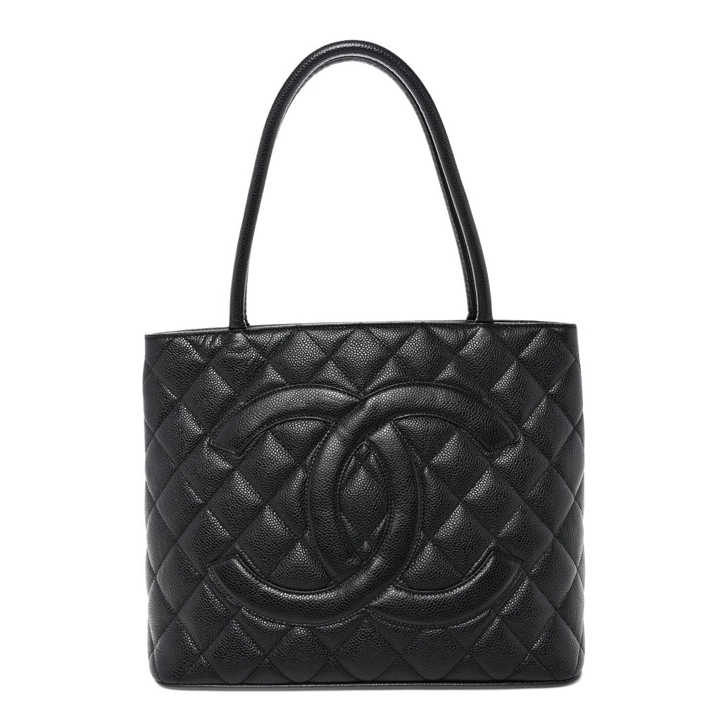 Caviar Quilted Medallion Tote Black