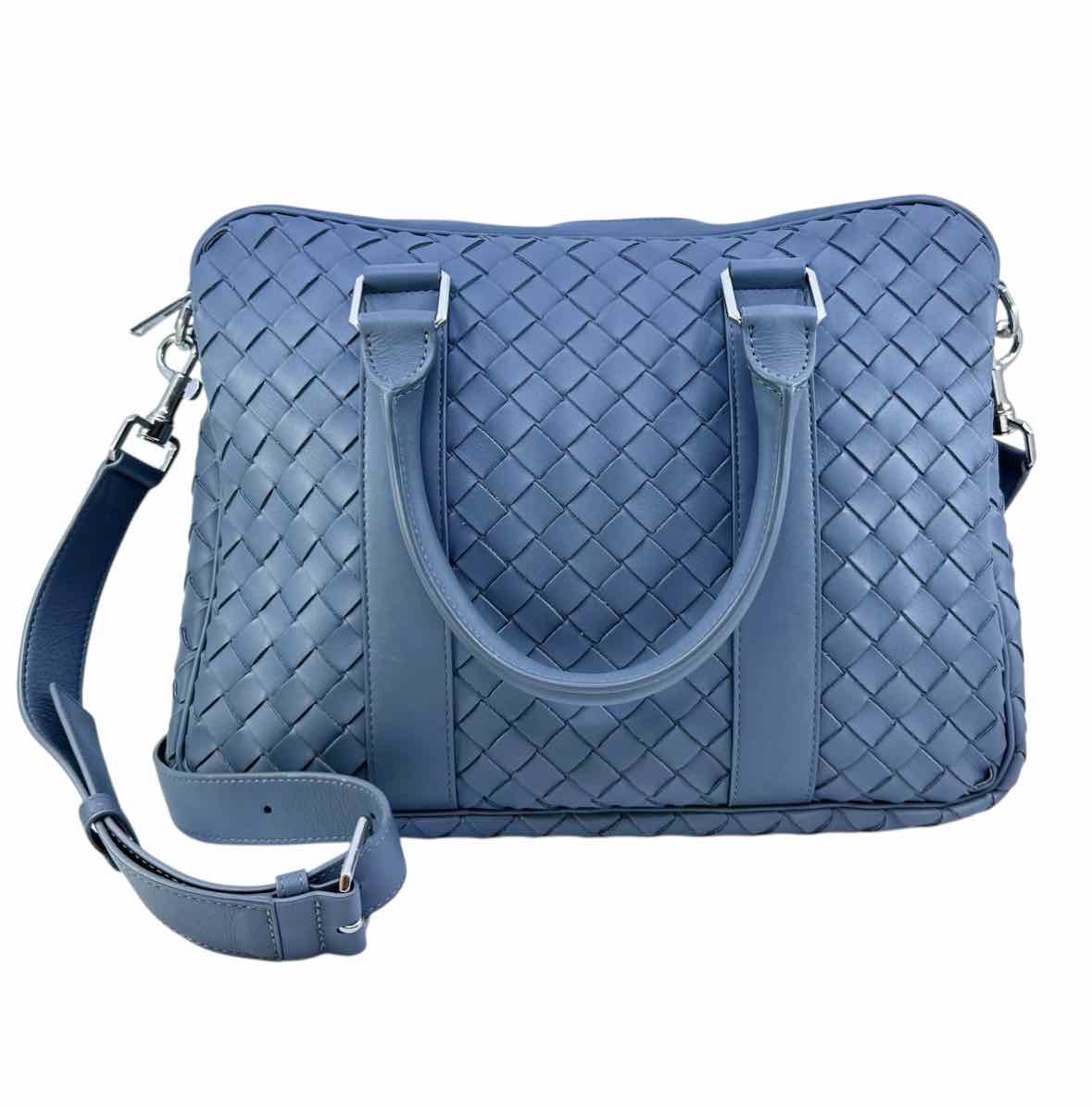 BOTTEGA VENETA Grey Leather Weaved Briefcase