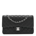 Caviar Quilted Medium Double Flap Black
