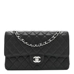 Caviar Quilted Medium Double Flap Black