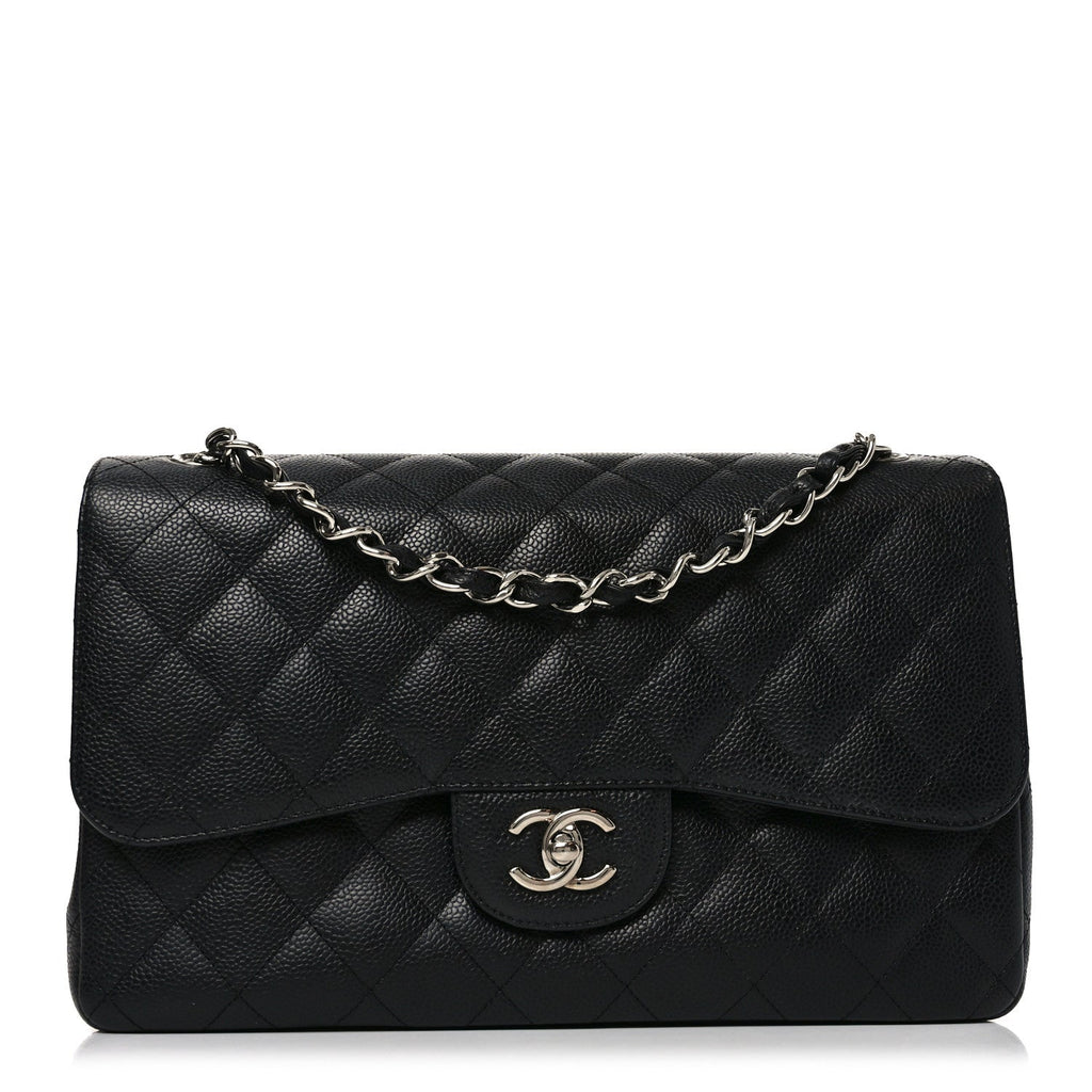 Caviar Quilted Jumbo Double Flap Black