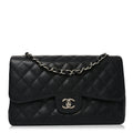 Caviar Quilted Jumbo Double Flap Black