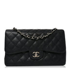 Caviar Quilted Jumbo Double Flap Black