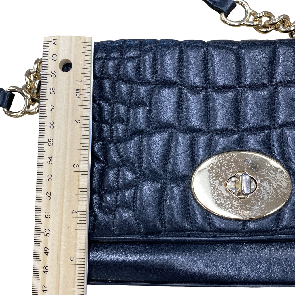 Handbag Designer By Coach In Black & Gold, Size:Small