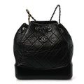 Aged Calfskin Quilted Small Gabrielle Backpack Black