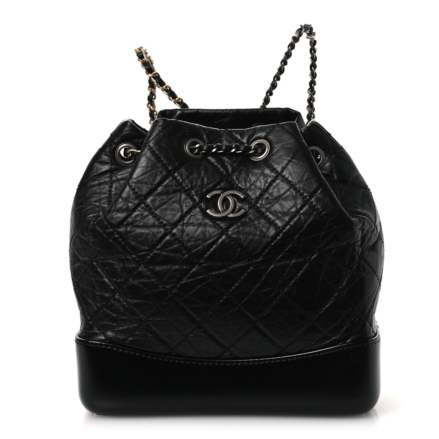 Aged Calfskin Quilted Small Gabrielle Backpack Black
