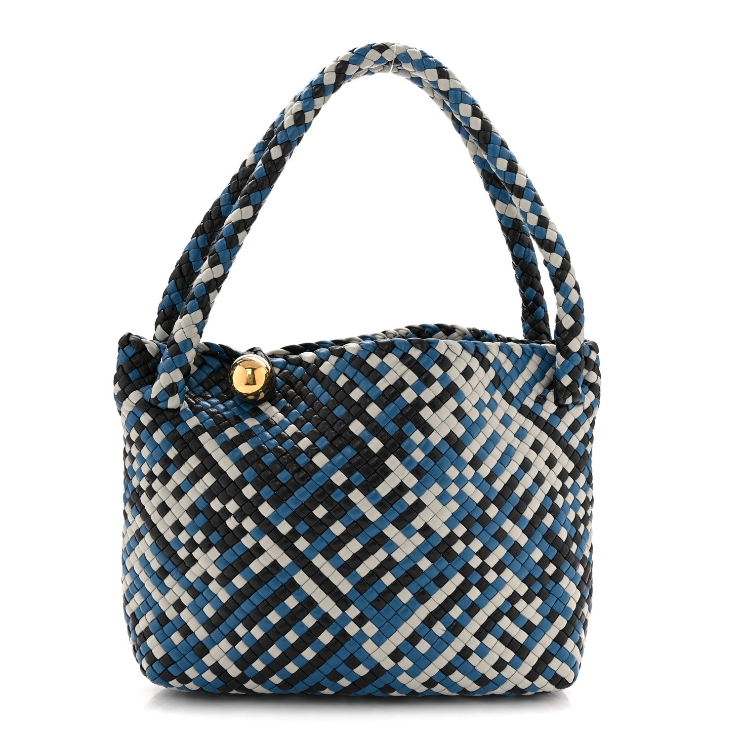 Calfskin Intreccio Tricolor Tosca Shoulder Bag Black Agate Grey Deep Pacific