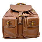 GUCCI Camel Leather Solid Backpack