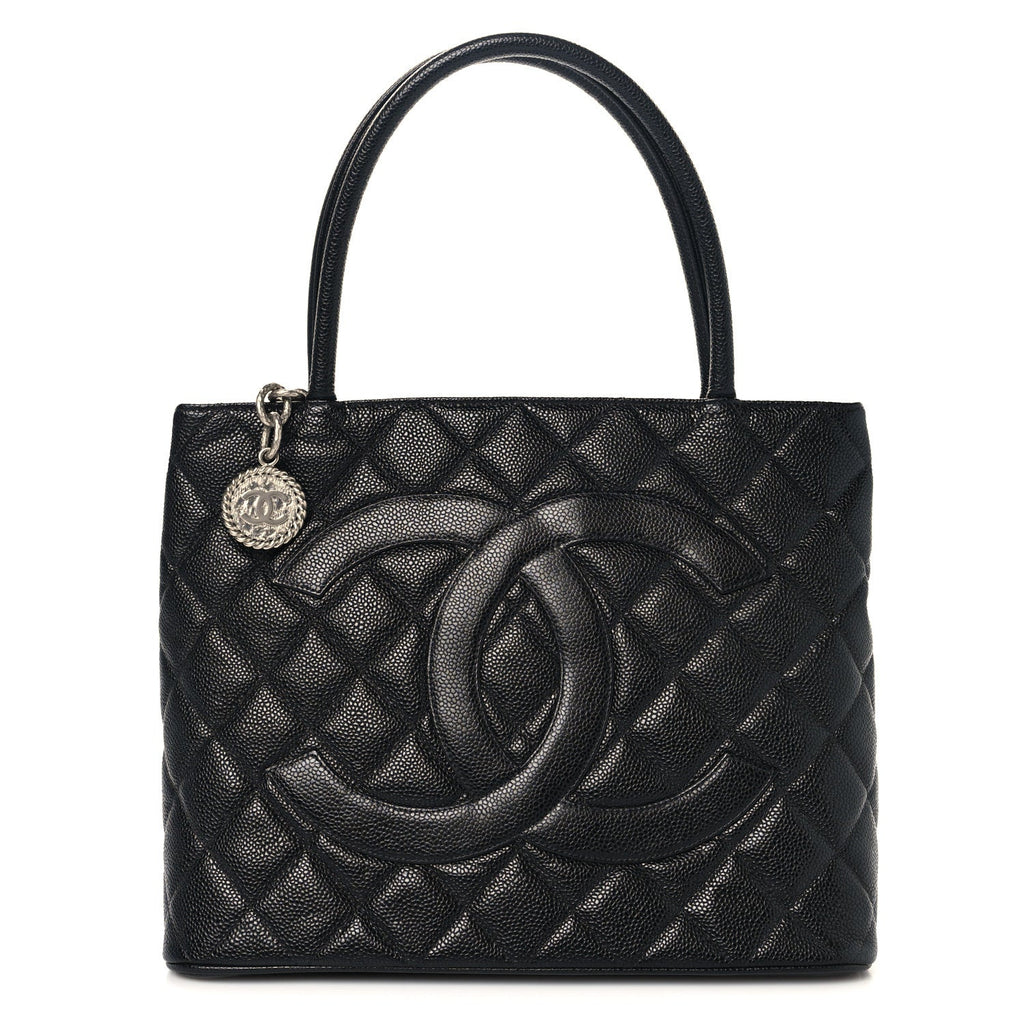 Caviar Quilted Medallion Tote Black