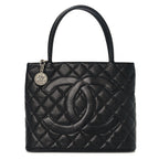 Caviar Quilted Medallion Tote Black