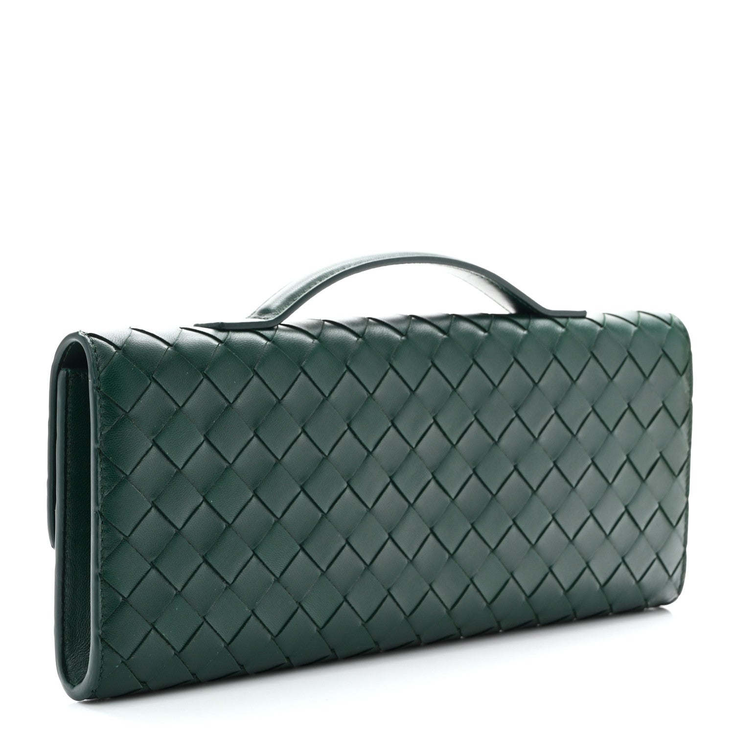 Nappa Intrecciato Long Andiamo Top Handle Clutch Emerald Green