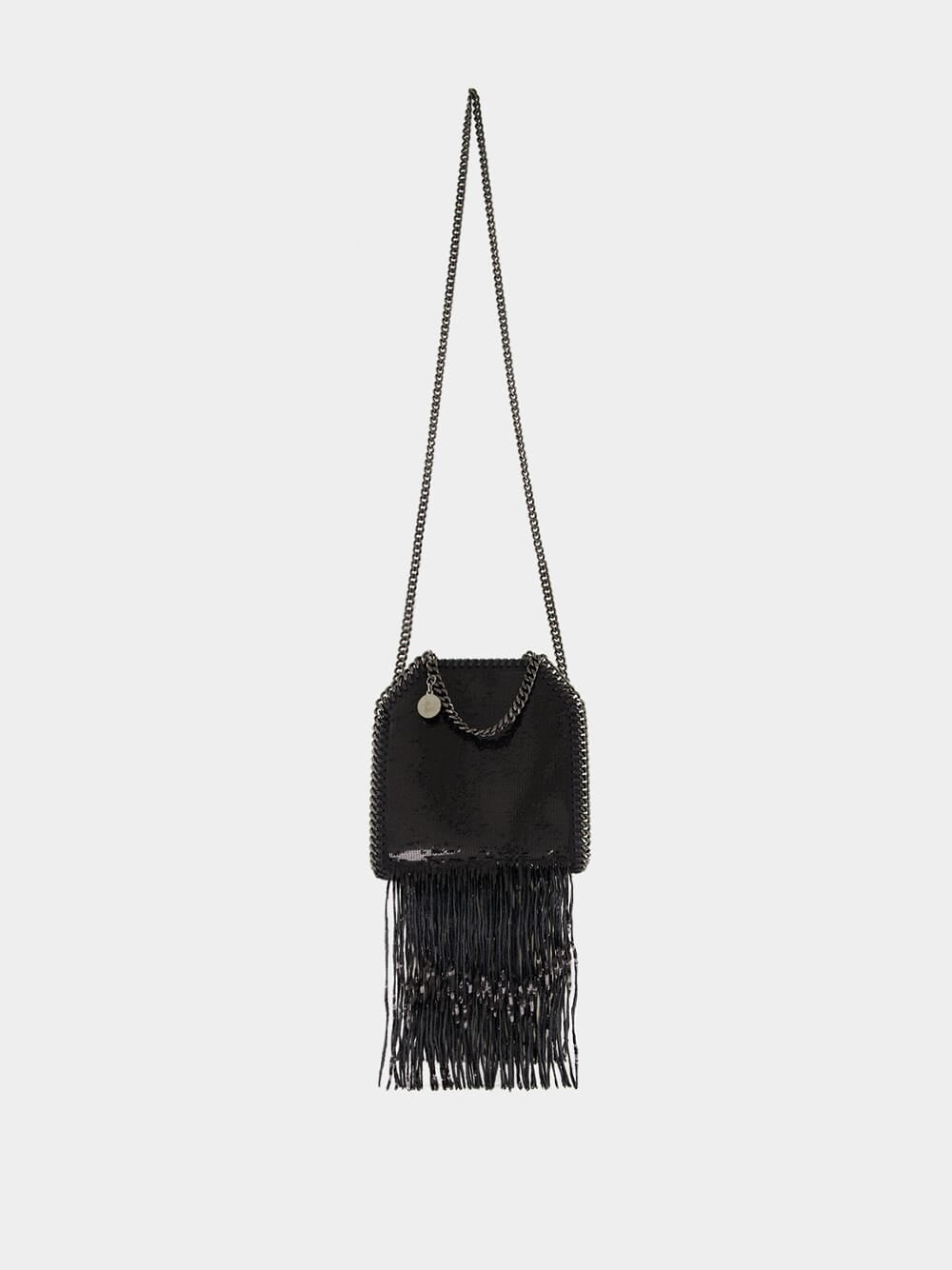 Black Limited-Edition Falabella Sequin Fringe Tiny Tote Bag