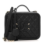 Caviar Quilted Medium CC Filigree Vanity Case Black