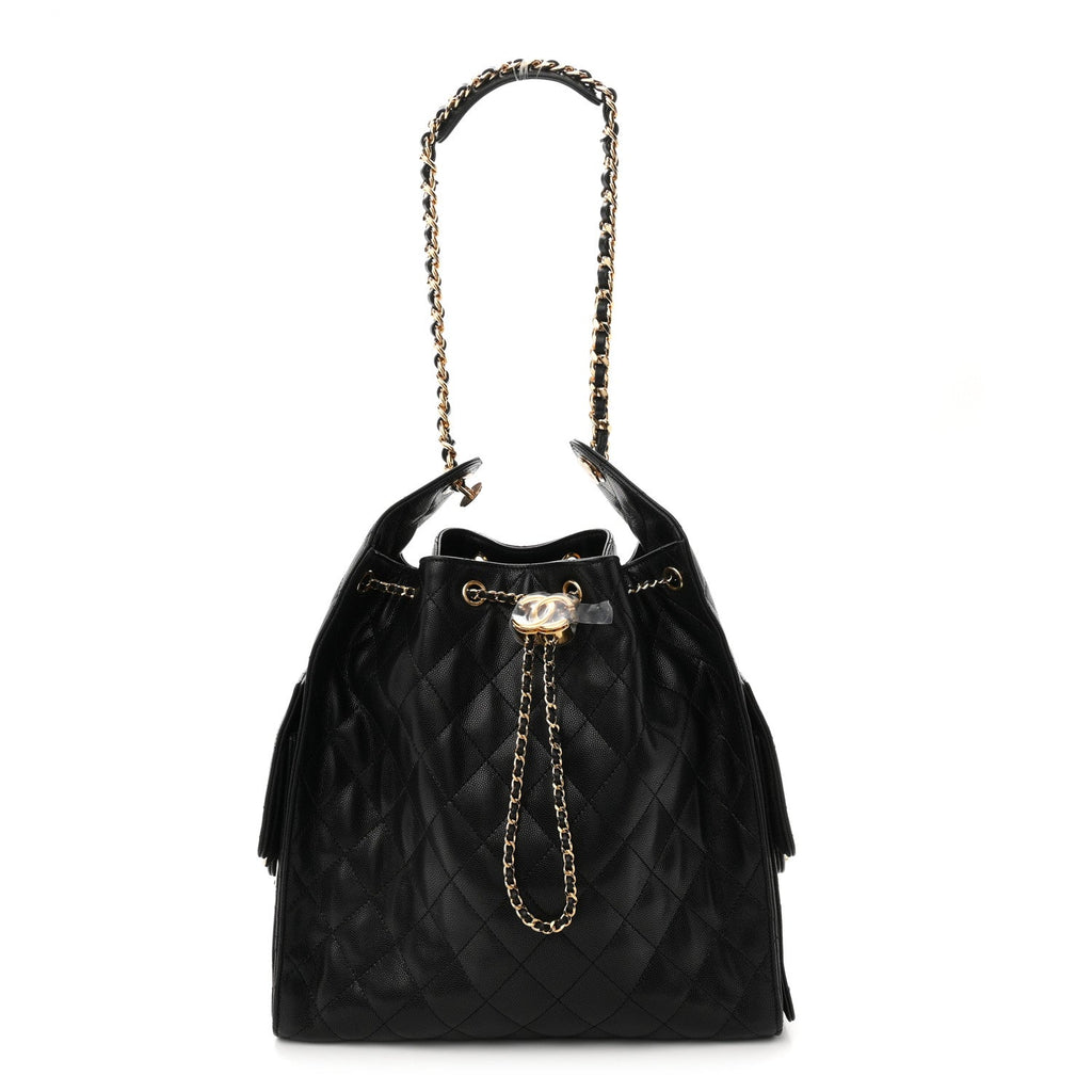 Caviar Quilted Medium Chanel 25 Handbag Black