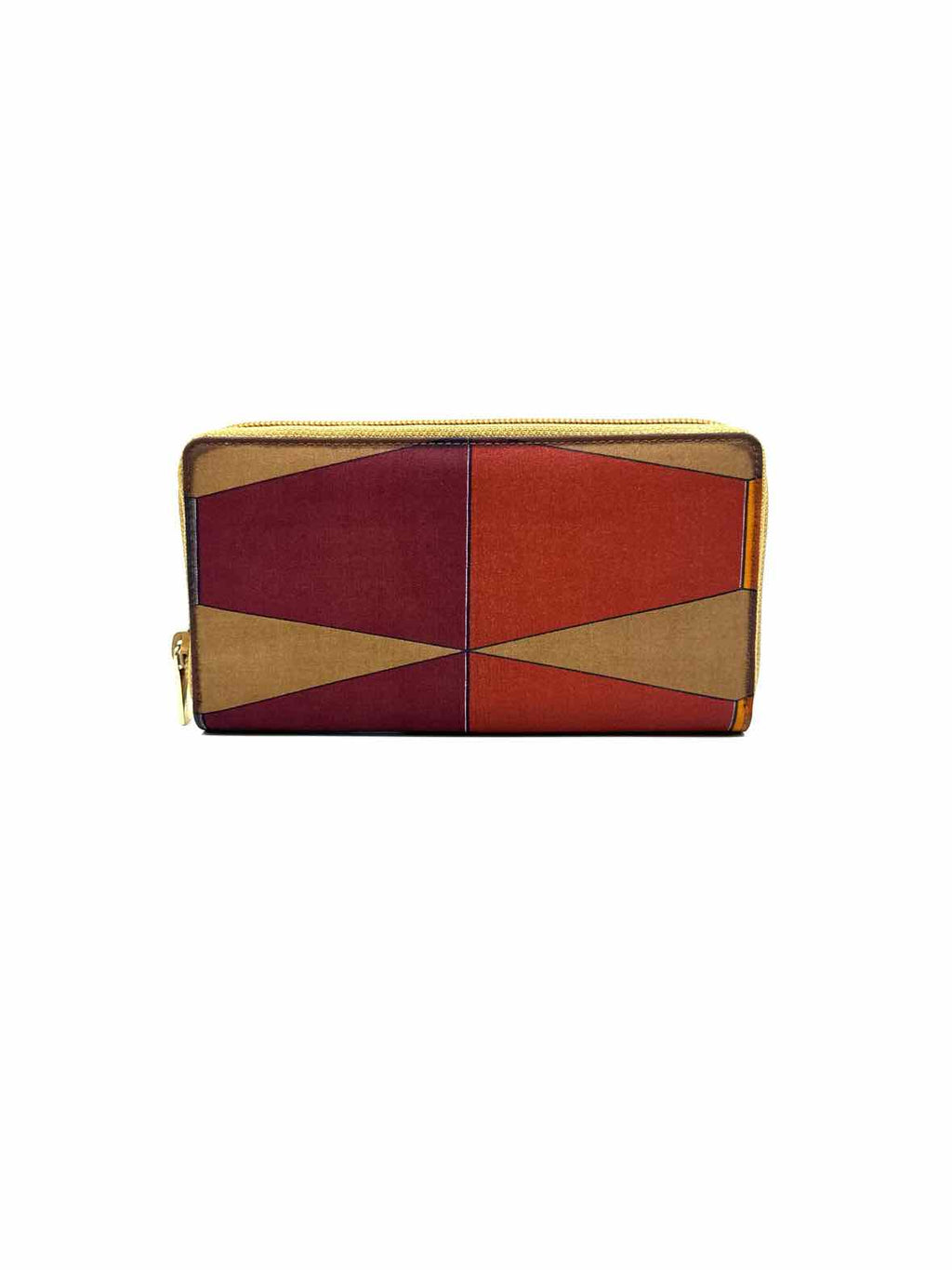 GUCCI Continental Burnt Orange Fabric Geometric Wallet