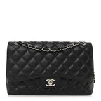 Caviar Quilted Jumbo Double Flap Black