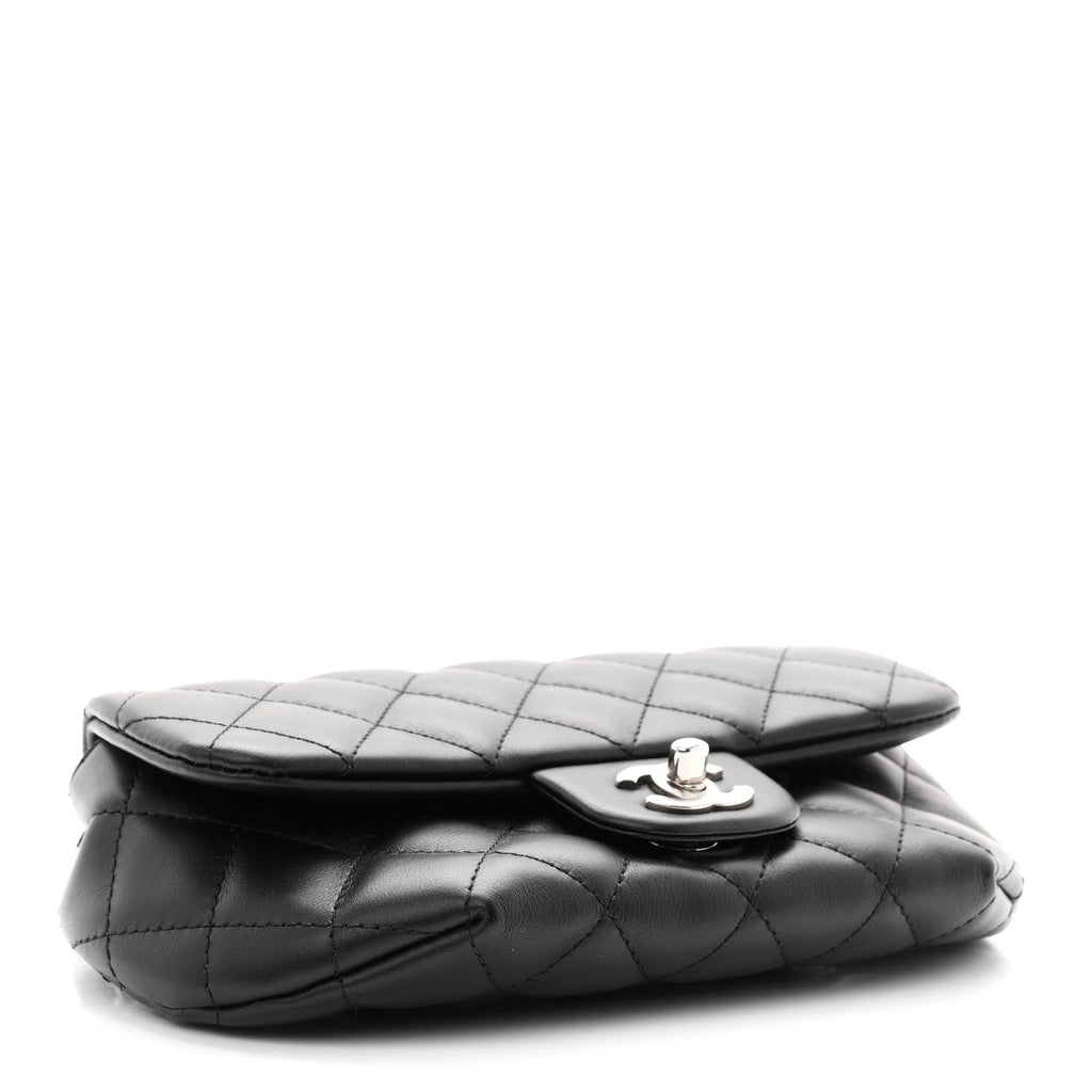 Calfskin Quilted CC Uniform Flap Belt Bag Black