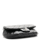 Calfskin Quilted CC Uniform Flap Belt Bag Black