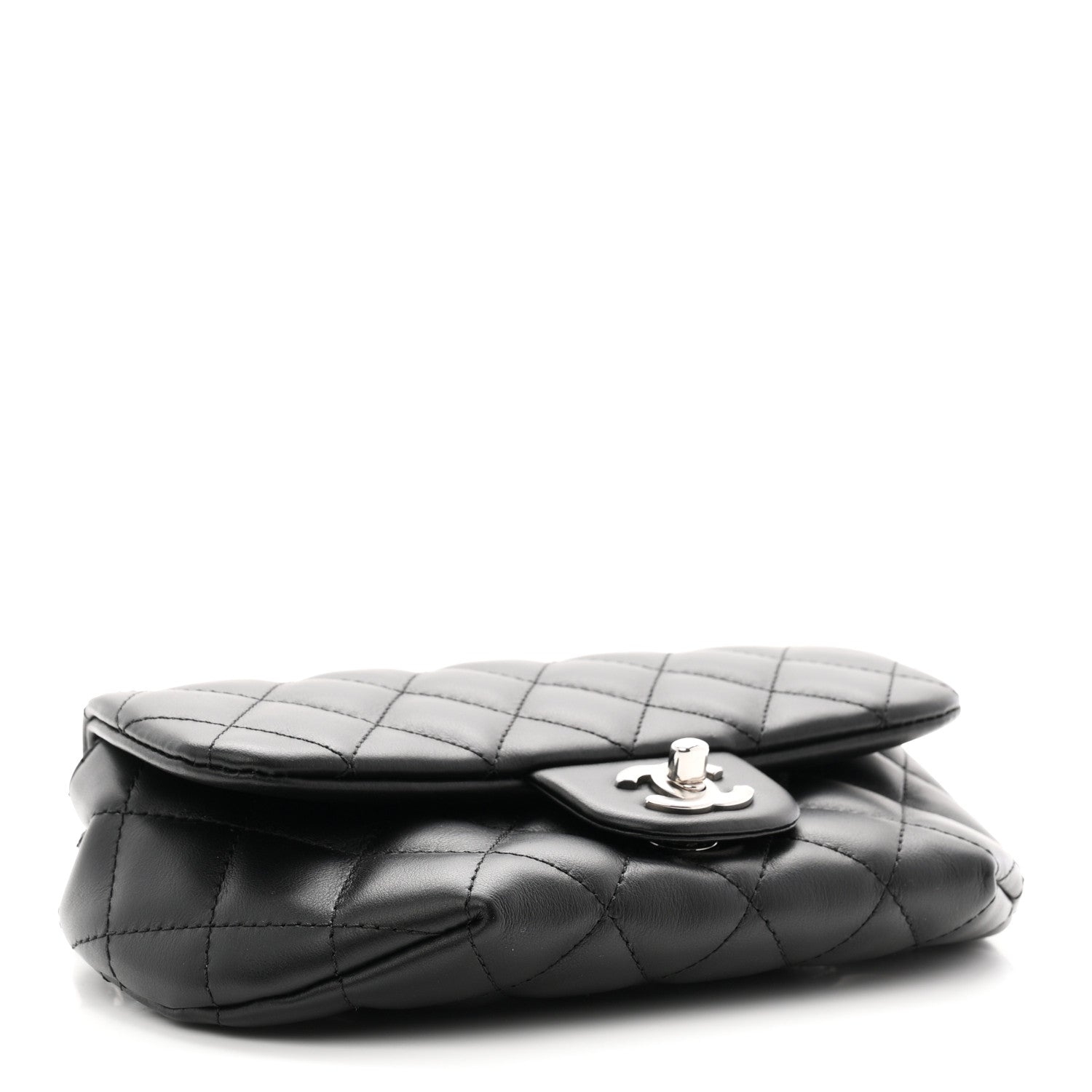 Calfskin Quilted CC Uniform Flap Belt Bag Black