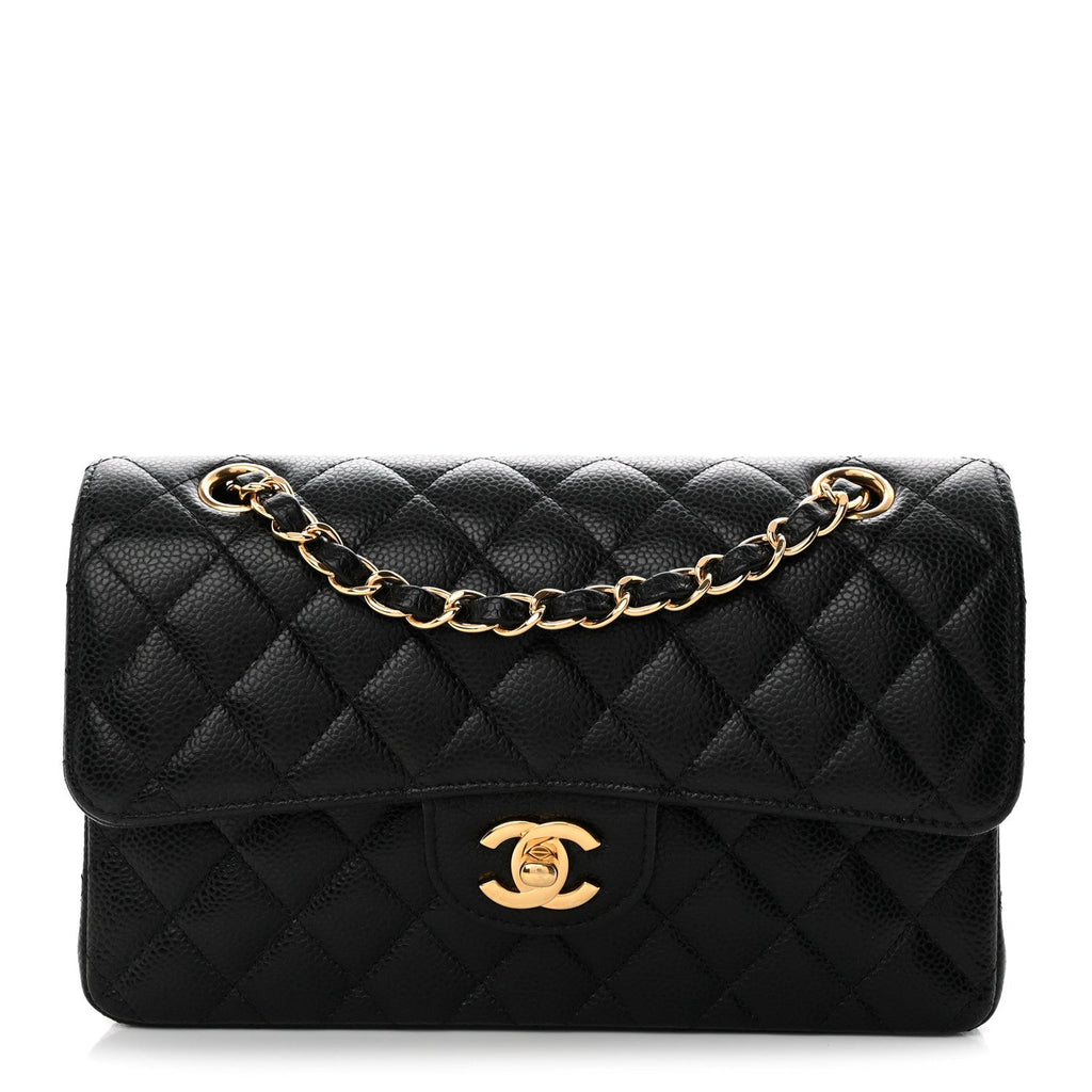 Caviar Quilted Small Double Flap Black