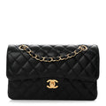 Caviar Quilted Small Double Flap Black