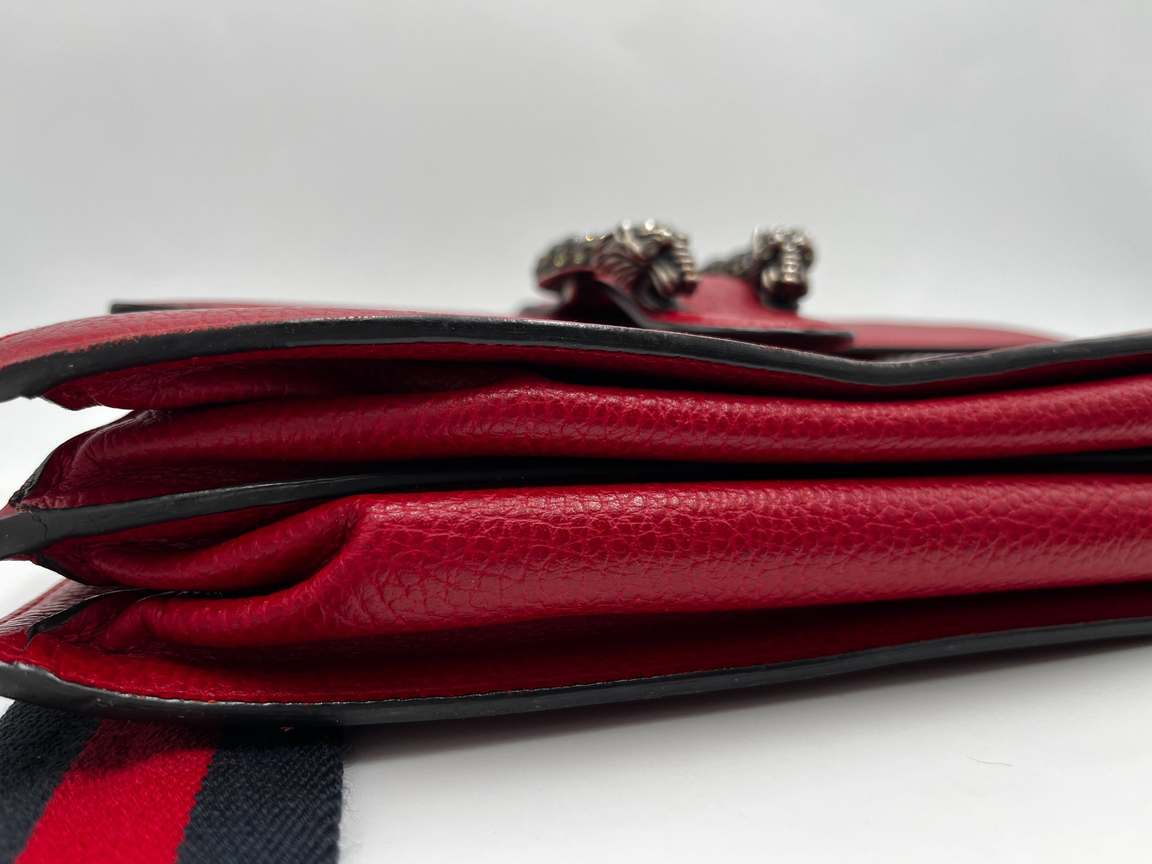 Gucci Dionysus Bamboo Top Handle Bag Leather Red Leather Handbag (Authentic Pre-Loved)