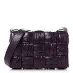 Calfskin Intreccio Plisse Cassette Crossbody Bag Dark Mystic