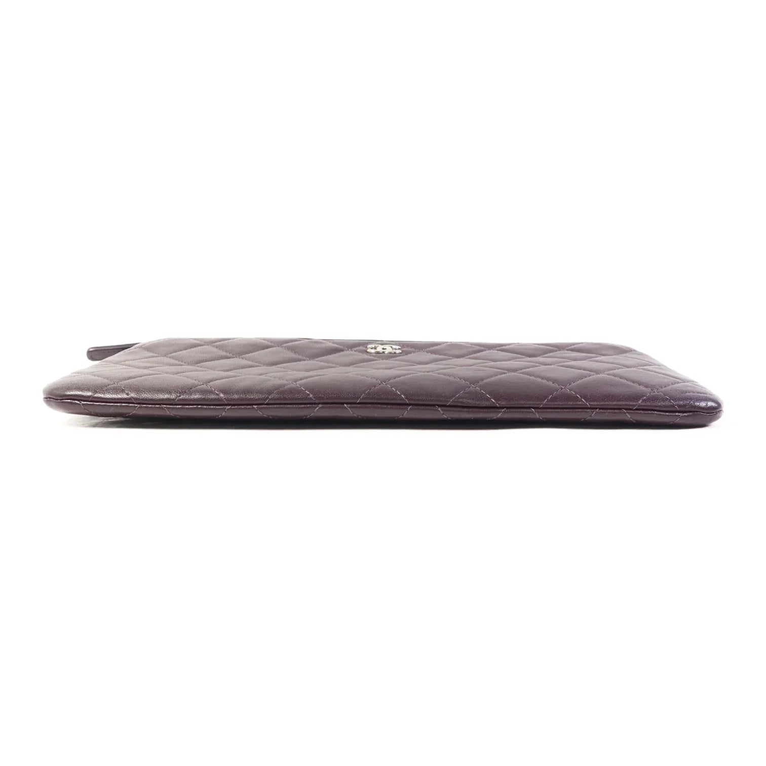 Chanel CC Quilted Lambskin Double Zip Clutch Purple SHW bag