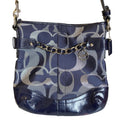 Crossbody Designer By Coach In Blue & Silver, Size:Small