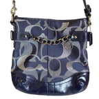 Crossbody Designer By Coach In Blue & Silver, Size:Small