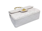Chanel Vintage White Timeless Flap Bag Mini Square Gold Hardware