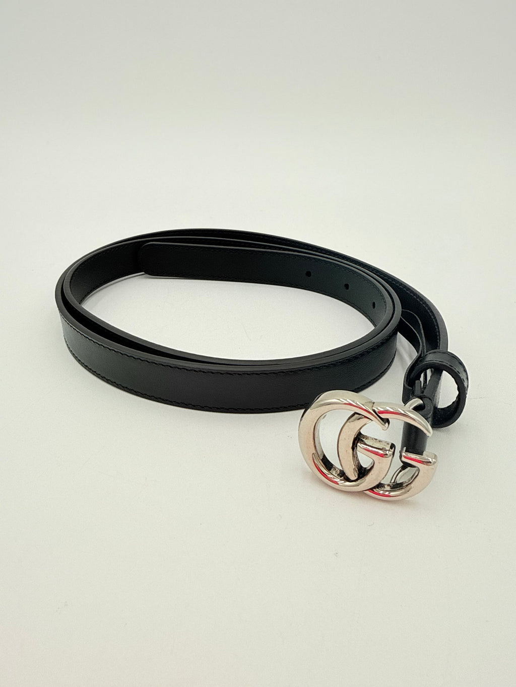 Belt Luxury Designer By Gucci In Black & Silver