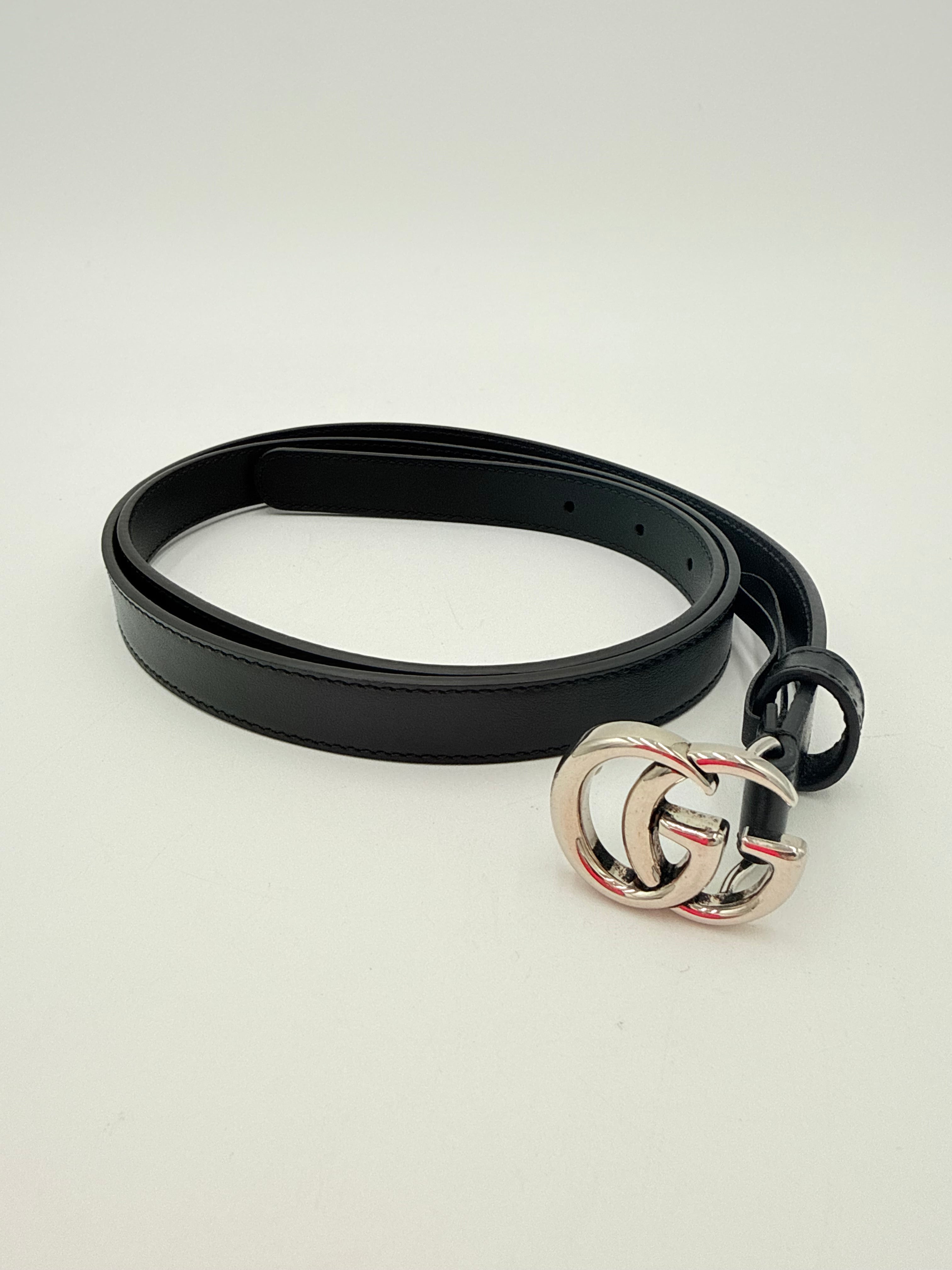 Belt Luxury Designer By Gucci In Black & Silver