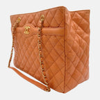Shopping Tote Orange Quilted Caviar