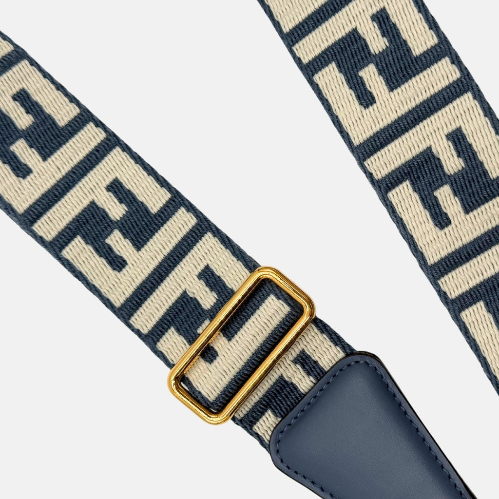 Bag Strap Blue Beige Denim Jacquard