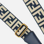 Bag Strap Blue Beige Denim Jacquard